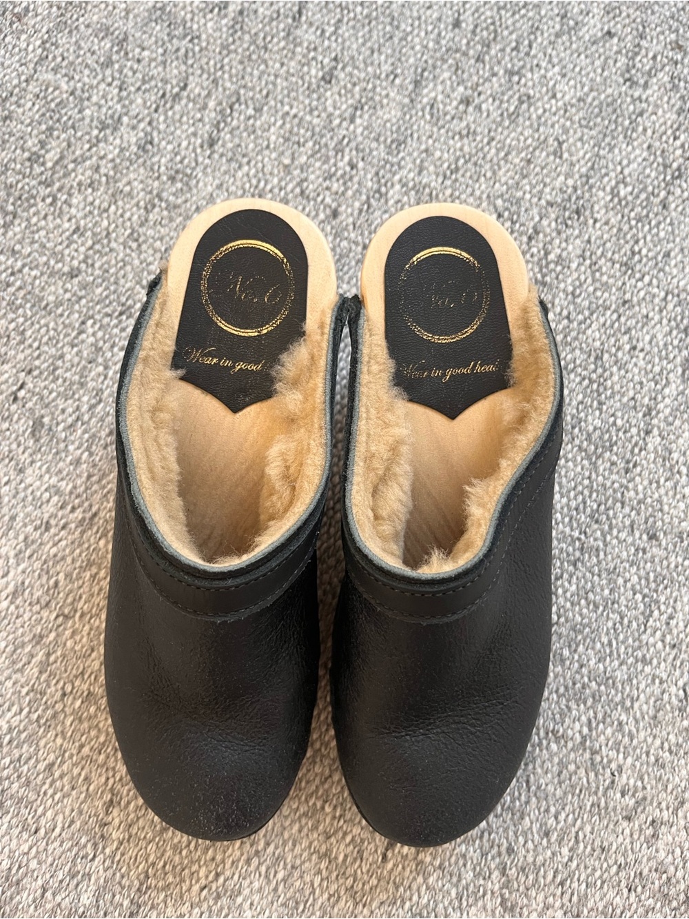 No. 6 Dakota Shearling Clogs high heel 37 US 7 navy blue - Picture 5 of 13